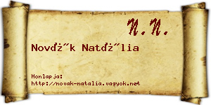 Novák Natália névjegykártya